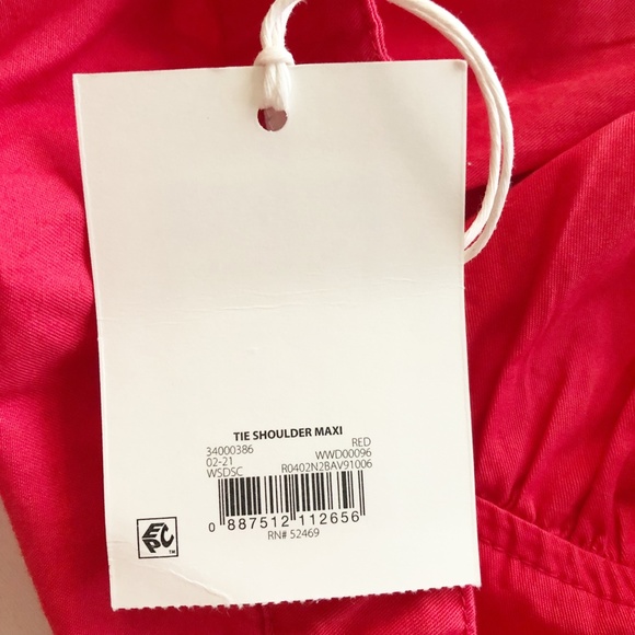 Free Assembly Women's Tie Shoulder Tiered Maxi Dress Size 2XL Red NWT - Picture 7 of 8